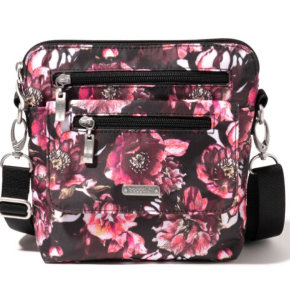 Baggallini Let’s Escape crossbody in peony bloom print NWT